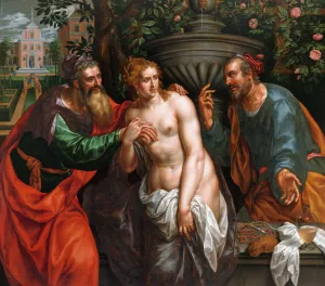 Susanna and the Elders by Hendrik De Clerck Oil Painting