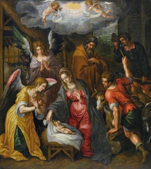 The Nativity by Hendrik De Clerck Oil Painting