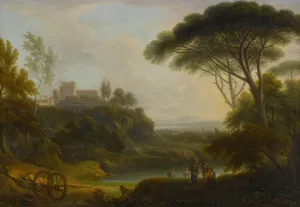 Italianate Landscape With A Villa On A Promontory In The Distance Oil painting by Hendrik Frans Van Lint