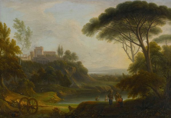 Main Product Photo of Italianate Landscape With A Villa On A Promontory In The Distance Painting by Hendrik Frans Van Lint