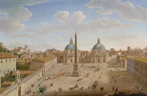Roma: Piazza del Popolo by Hendrik Frans Van Lint - Oil Painting Reproduction