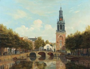 The Torensluis and the Jan Roodenpoortstoren in Amsterdam by Hendrik Gerrit Ten Cate Oil Painting
