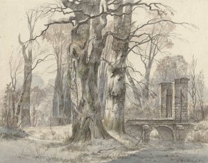 Winterlandschap met poort tussen bomen by Hendrik Gerrit Ten Cate Oil Painting