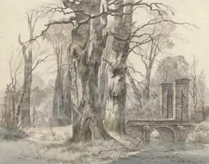 Winterlandschap met poort tussen bomen by Hendrik Gerrit Ten Cate Oil Painting
