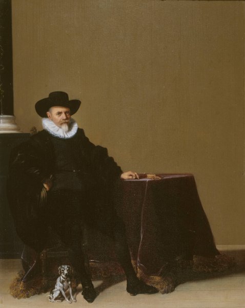 Portrait d'homme en costume de velours noir  by Hendrik Gerritsz Pot - Hand-Painted Oil Painting Reproduction