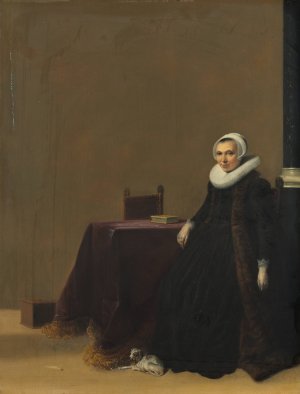 Portrait of a Woman with a Dog by Hendrik Gerritsz Pot Oil Painting