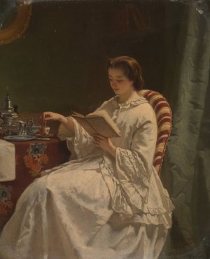 Morning reading by Hendrik Jacobus Scholten Oil Painting