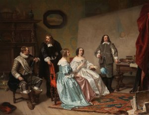 The Princess of Orange Visiting the Work-shop of Bartholomeus van der Helst by Hendrik Jacobus Scholten Oil Painting