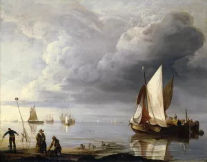 Small Dutch Vessels in a Calm by Hendrik Jakobsz. Dubbels Oil Painting