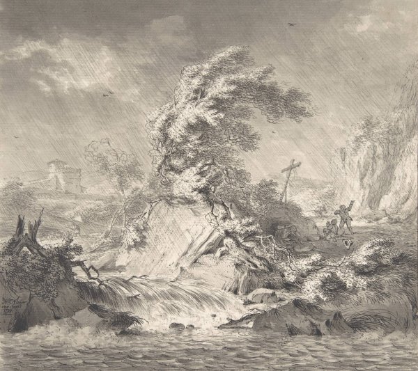 Stormy Landscape  by Hendrik Meijer - Hand-Painted Oil Painting Reproduction