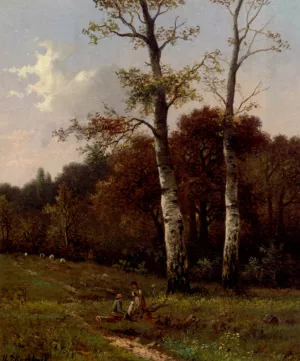 A Picnic Before The Woods by Hendrik Pieter Koekkoek - Oil Painting Reproduction