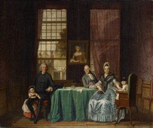 Family group in interior by Hendrik Pothoven Oil Painting