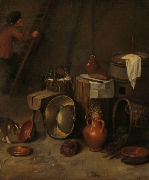 Still life in a stable by Hendrik Potuyl Oil Painting