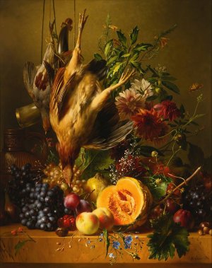 Still Life With Game And Fruit Oil painting by Hendrik Reekers