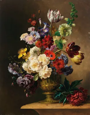 Still life with summer flowers by Hendrik Reekers Oil Painting