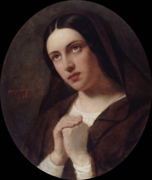 Jeune femme en priere by Hendrik Scheffer Oil Painting