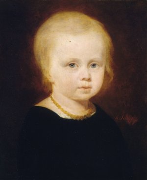 Portrait d'enfant by Hendrik Scheffer Oil Painting