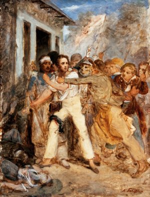 Study for a Battle Scene by Hendrik Scheffer Oil Painting