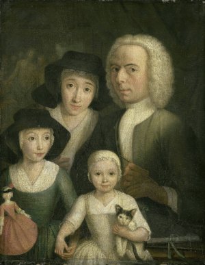 Self Portrait with his Wife Sanneke van Bommel and their two Children by Hendrik Spilman Oil Painting