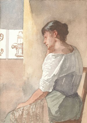 Zittend meisje, profiel naar links by Hendrik Valkenburg Oil Painting