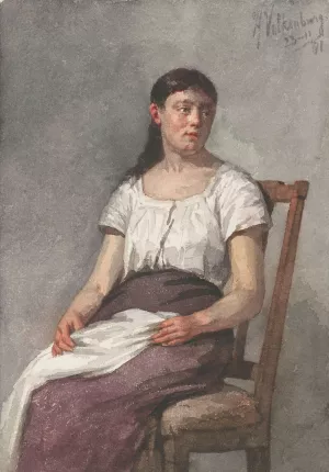 Zittend meisje by Hendrik Valkenburg Oil Painting