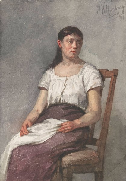 Main Product Photo of Zittend meisje  Painting by Hendrik Valkenburg