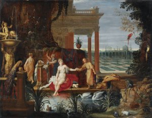 Bathseba in the Bath Receiving the Letter from King David by Hendrik Van Balen Oil Painting