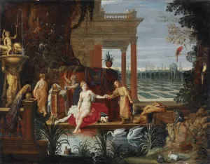 Bathseba in the Bath Receiving the Letter from King David by Hendrik Van Balen Oil Painting