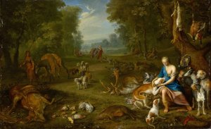 Landscape with Diana and her Bag by Hendrik Van Balen Oil Painting