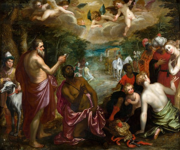 The Baptism of the Chamberlain of Queen Candace of Ethiopia  by Hendrik Van Balen - Hand-Painted Oil Painting Reproduction