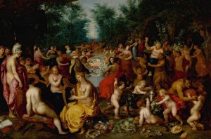 The Feast Of The Gods by Hendrik Van Balen Oil Painting