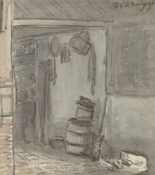 Main Product Photo of Gezicht in een boerendeel  Painting by Hendrik Van Der Burgh