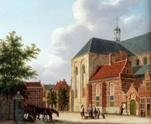 A View Of The Sint Jan's Kerkhof, Utrecht by Hendrik Van Oort - Oil Painting Reproduction