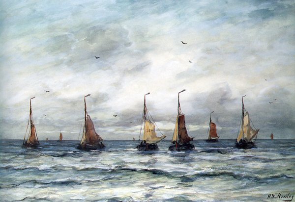 Main Product Photo of A Fishing Fleet Painting by Hendrik Willem Mesdag