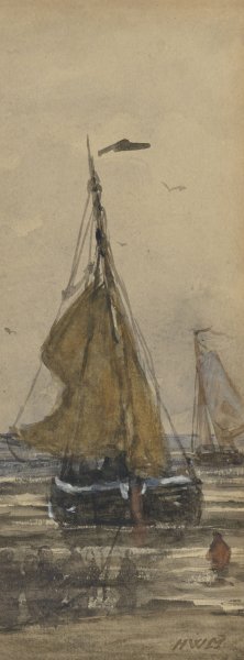 Bomschuit wordt het strand op getrokken by Hendrik Willem Mesdag Oil Painting
