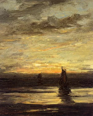 Fishing Boats At Dusk by Hendrik Willem Mesdag - Oil Painting Reproduction