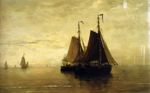 Kalme Zee by Hendrik Willem Mesdag Oil Painting