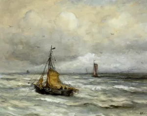 Off The Coast by Hendrik Willem Mesdag Oil Painting