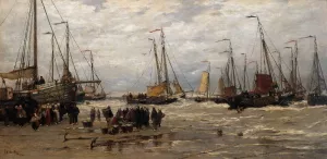Pinks in the Breakers by Hendrik Willem Mesdag - Oil Painting Reproduction