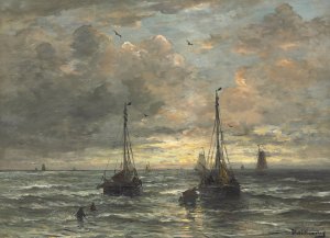 Return Of The Fishing Fleet by Hendrik Willem Mesdag Oil Painting