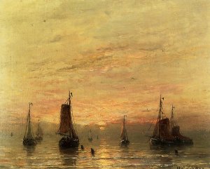 Summer Sunser, Scheveningen by Hendrik Willem Mesdag Oil Painting