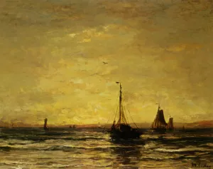 The Return of the Fleet at Sunset by Hendrik Willem Mesdag Oil Painting