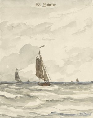 Zee met pinken by Hendrik Willem Mesdag Oil Painting