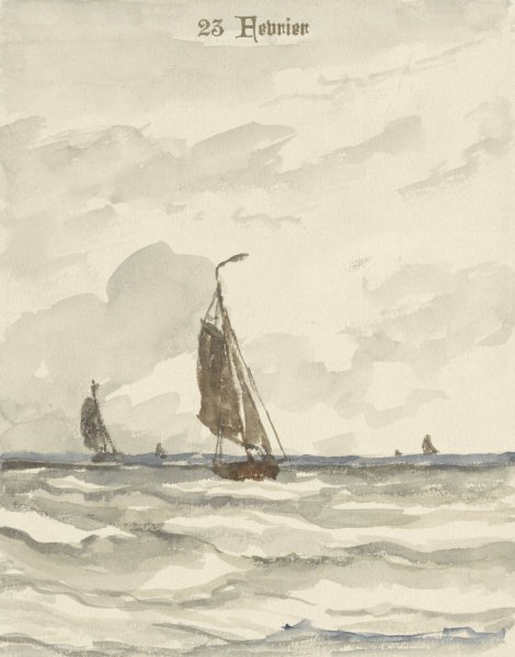 Main Product Photo of Zee met pinken  Painting by Hendrik Willem Mesdag