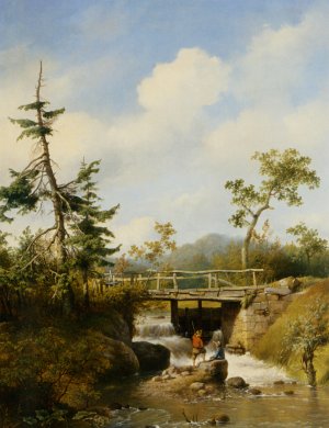 A Forest View with Figures by a Stream