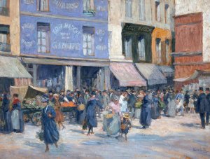 La rue Mouffetard by Henri-Achille Zo Oil Painting