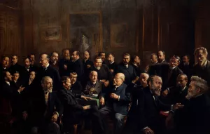 Collective Portrait Of The Members Of The Association Of French Republican Journalists by Henri Adolphe Laissement Oil Painting
