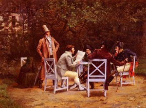News From The Front Oil painting by Henri Adolphe Laissement