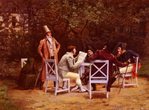 News From The Front Oil painting by Henri Adolphe Laissement