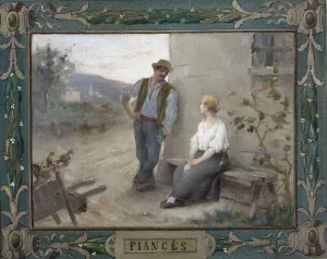 Les Fiances by Henri Adrien Tanoux Oil Painting